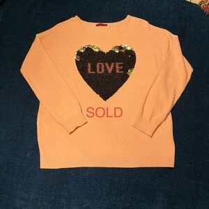 SOLD - RED Brand Sequin Heart Pink Sweater